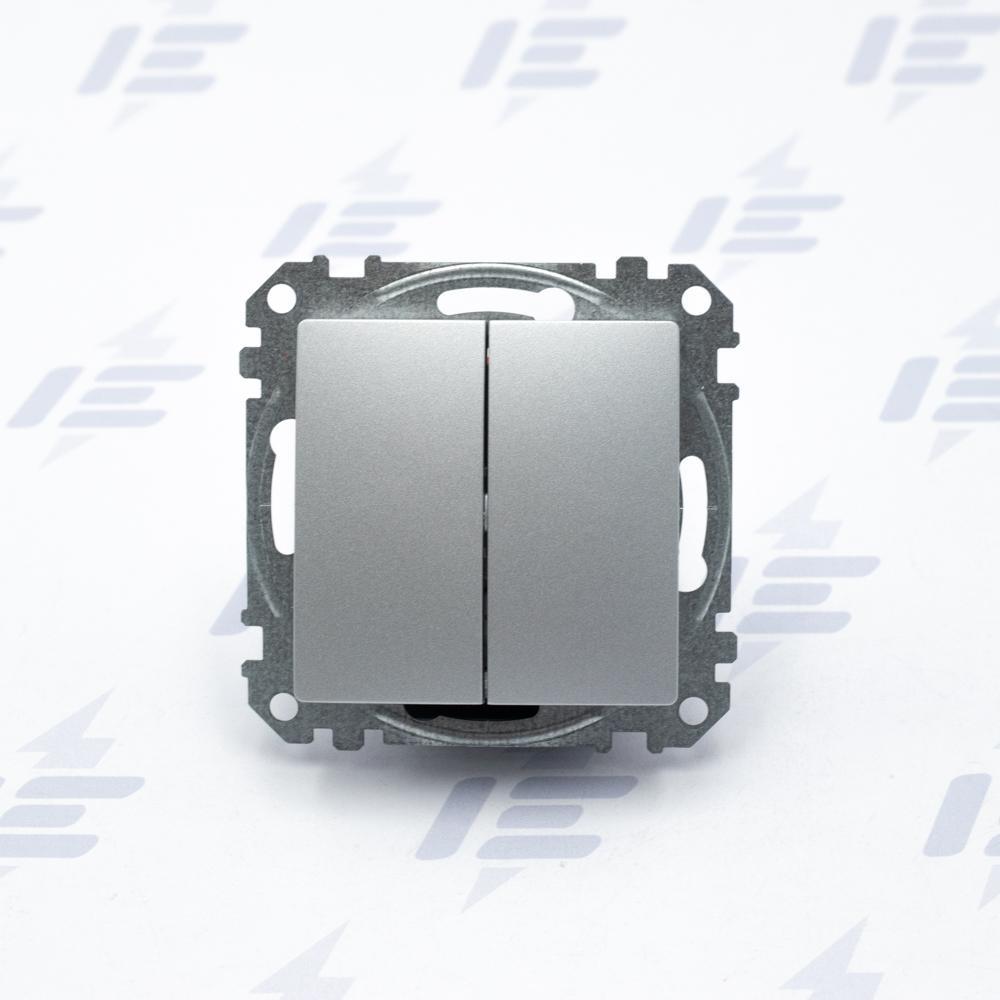 Sedna D/E - Přepínač dvojitý střídavý řazení 6+6, Aluminium