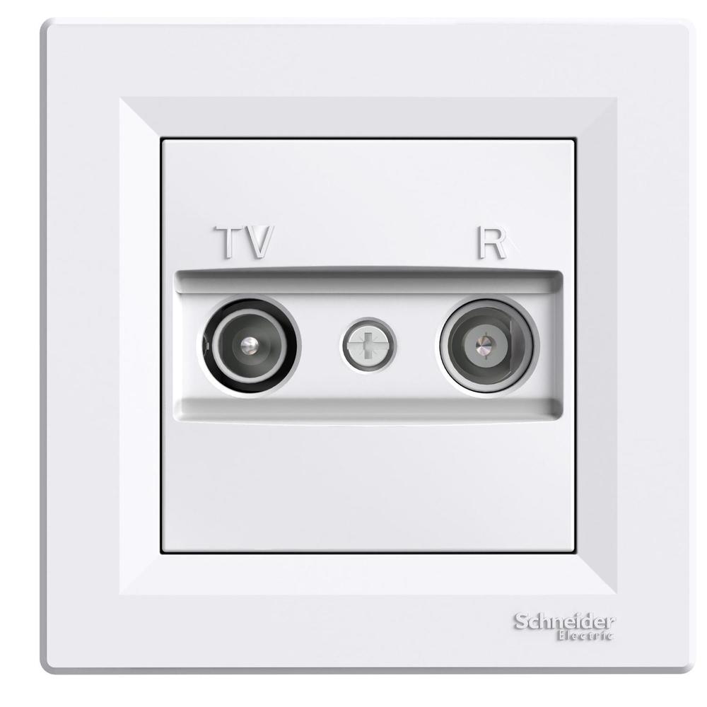 Asfora - Zásuvka TV-R, průběžná, bílá