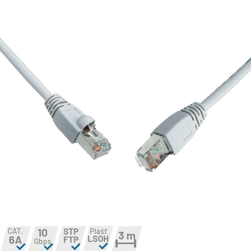 Patch kabel CAT6A SFTP LSOH 3m šedý non-snag-proof C6A-315GY-3MB