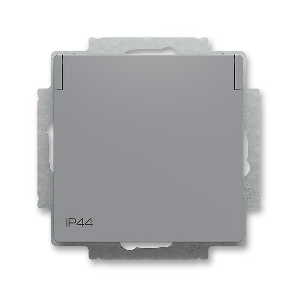 Zásuvka jednonásobná s bočními kontakty, s clonkami, s víčkem, IP44