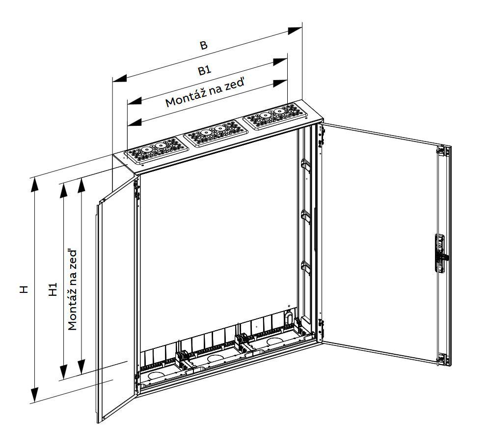 2CPX052230R9999 CA15R -rozvodnice nástěnná, s dvířky 48 modulů