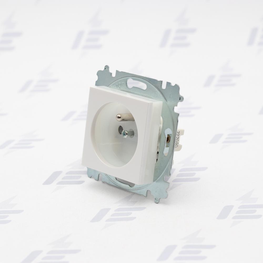 Zásuvka jednonásobná s ochranným kolíkem, s clonkami