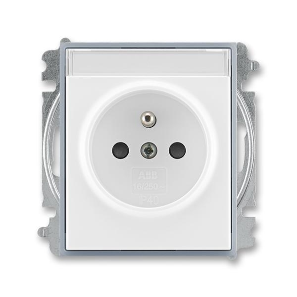 5519E-A02352 04 Zásuvka jednonásobná, chráněná, s clon., s bezšr. sv., s popis. polem