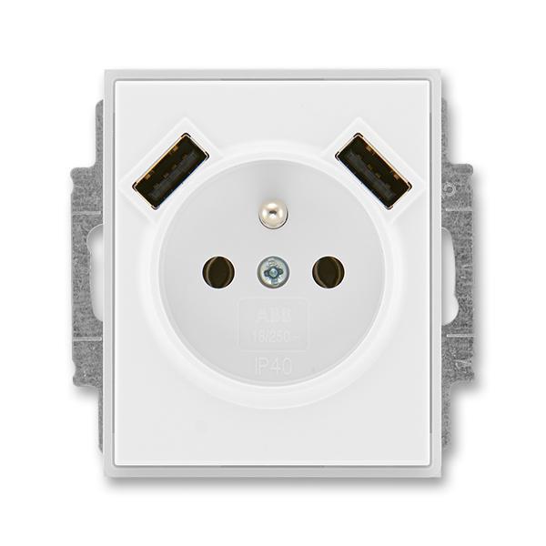 5569E-A22357 01 Zásuvka 1násobná s kolíkem, s clonkami, s nabíjením 2x USB