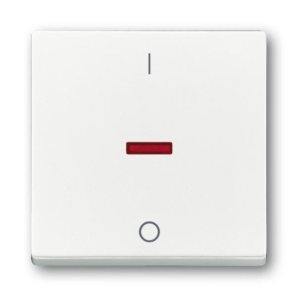 Kryt spínače jednoduchý, s potiskem I/0, s červeným průzorem