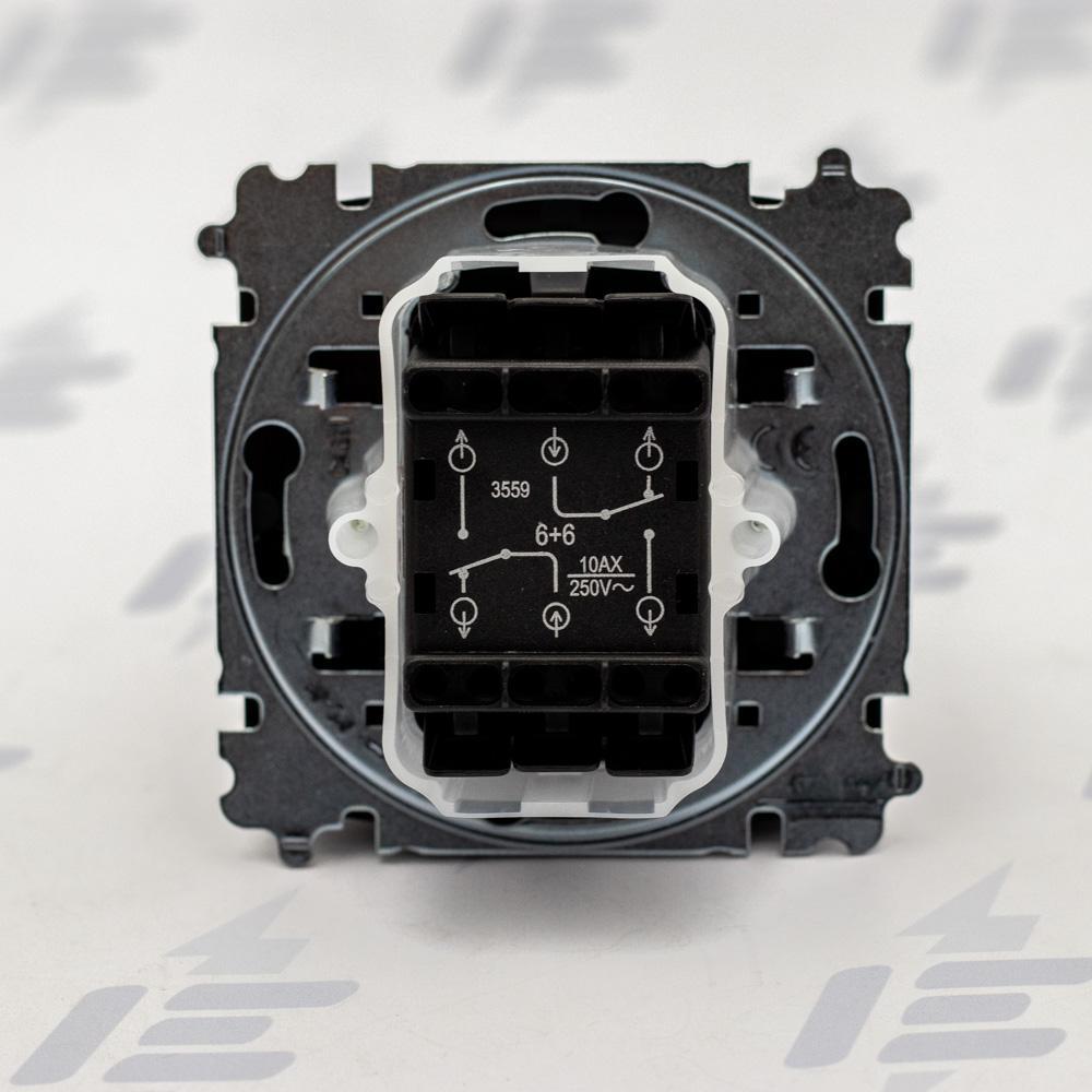 3559A-A52940 H Přepínač dvojitý střídavý, s krytem, řazení 6+6, IP44, bezšroubové svorky