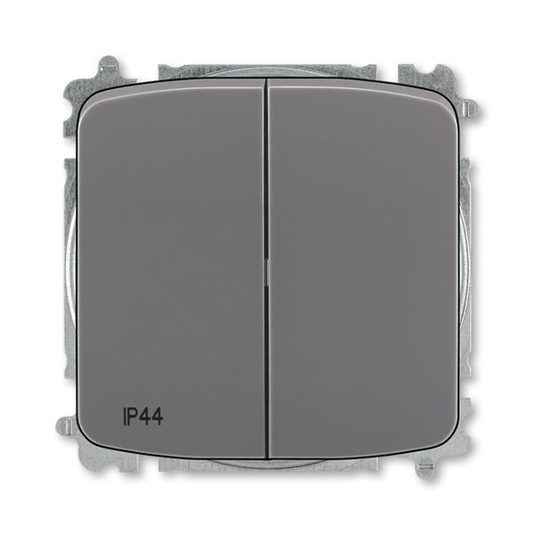 Přepínač dvojitý střídavý, s krytem, řazení 6+6, IP44, bezšroubové svorky