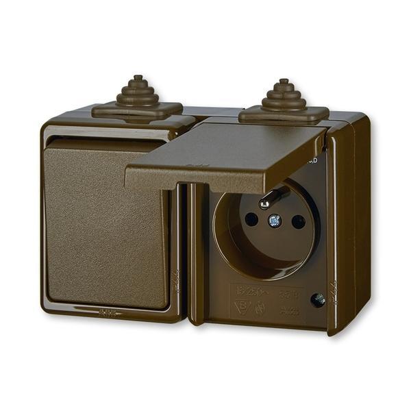 Kombinace přepínače střídavého a zásuvky jednonásobné, IP44