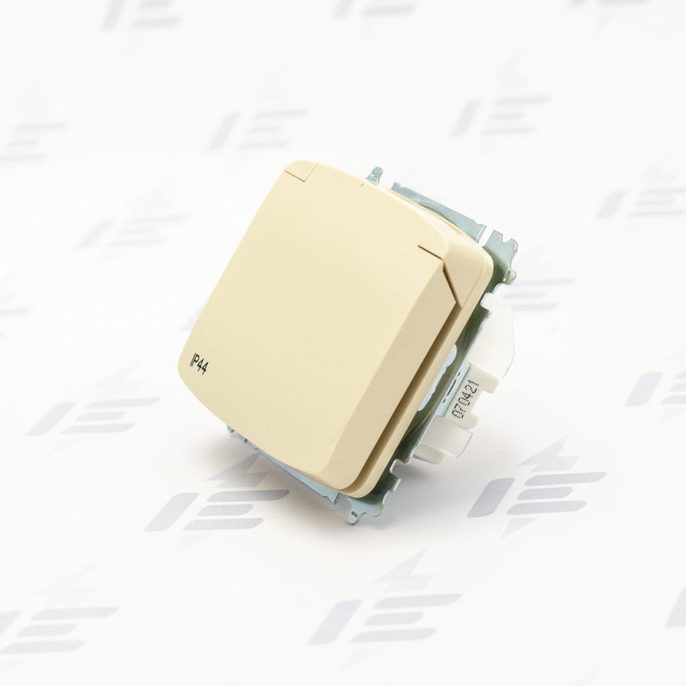 5519A-A02997 C Zásuvka jednonásobná s clonkami, s víčkem, IP44, bezšroubové svorky