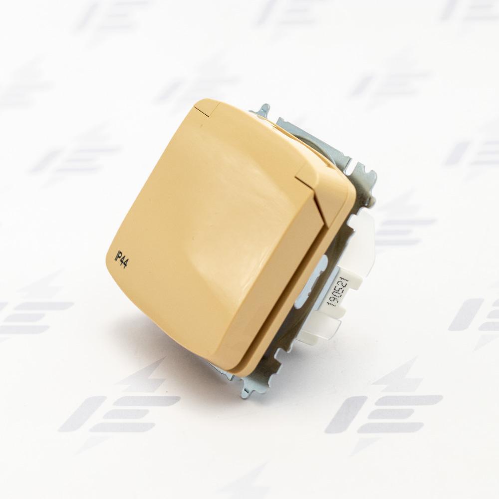 5519A-A02997 D Zásuvka jednonásobná s clonkami, s víčkem, IP44, bezšroubové svorky