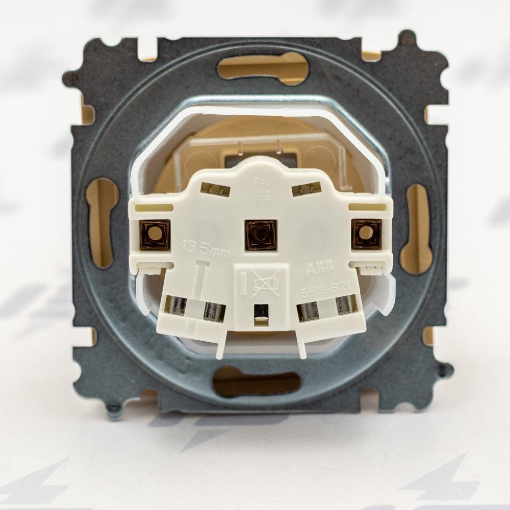 5519A-A02997 D Zásuvka jednonásobná s clonkami, s víčkem, IP44, bezšroubové svorky