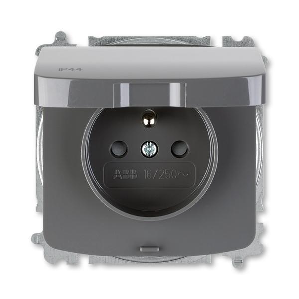 5519A-A02997 S2 Zásuvka jednonásobná s clonkami, s víčkem, IP44, bezšroubové svorky