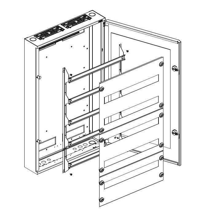 Rozvodnice, NA omítku, bílé dveře, N/PE svorkovnice, 6 řad, 198 modulů
