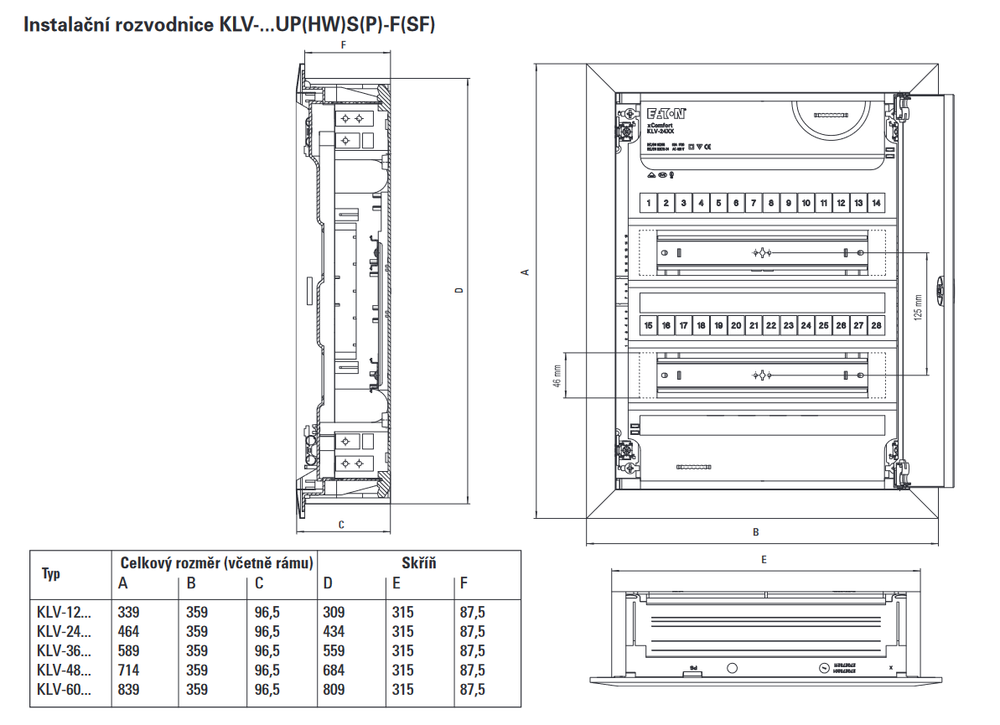 KLV-12UPS-F Rozvodnice KLV, pod omítku, plech.dveře, šroubová svorkovnice, řad 1, modulů 14 (178814)