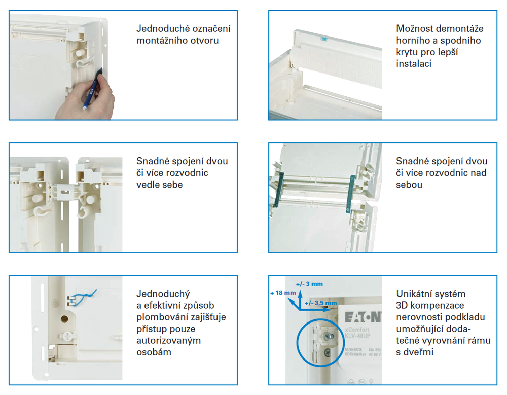 Rozvodnice KLV, pod omítku, plech.dveře, šroubová svorkovnice, řad 4, modulů 56