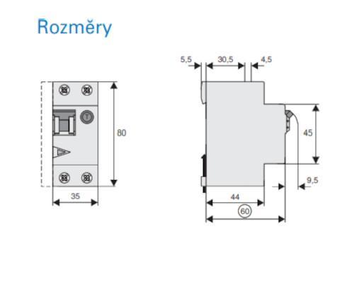 Chránič s nadproudovou ochranou, Ir=250A, AC, 1+N, 6kA, char.C, Idn=0.03A, In=16A