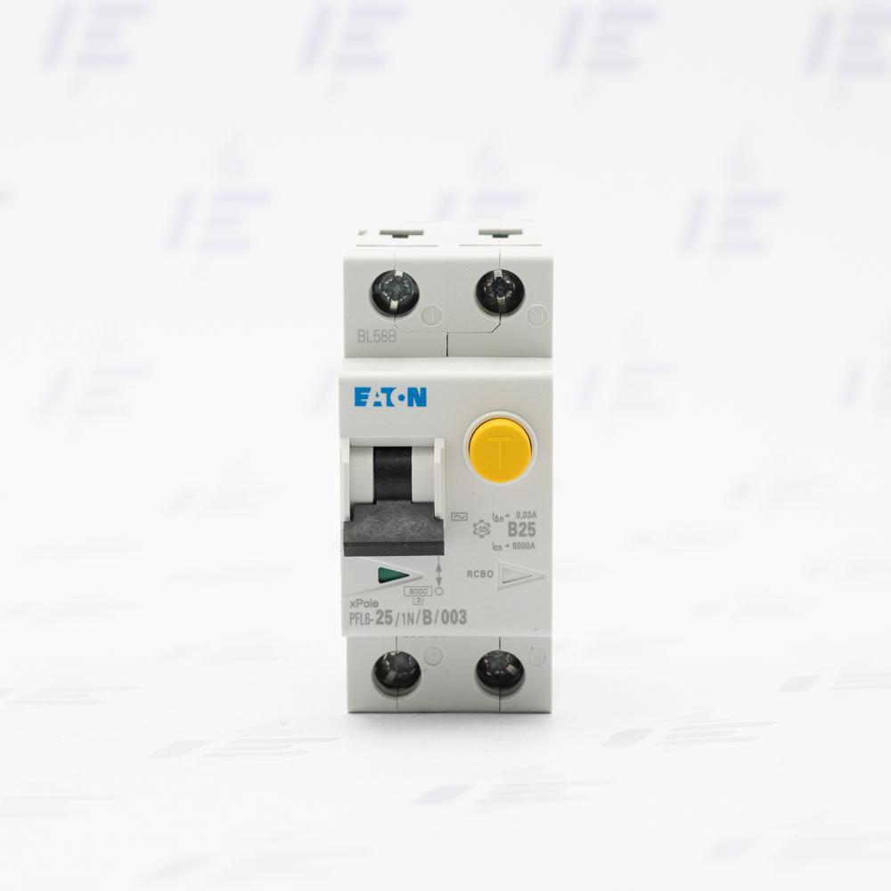 PFL6-25/1N/B/003 Chránič s nadproudovou ochranou, Ir=250A, AC, 1+N, 6kA, char.B, Idn=0.03A, In=25A (286433)