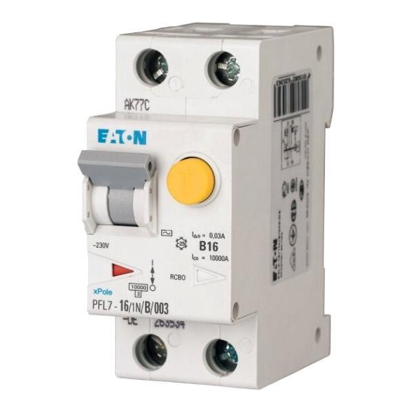 PFL7-10/1N/B/003 Chránič s nadproudovou ochranou, Ir=250A, AC, 1+N, 10kA, char.B, Idn=0.03A, In=10A (263434)