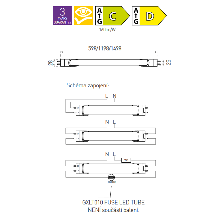 LED T8-860-24W/150cm clear