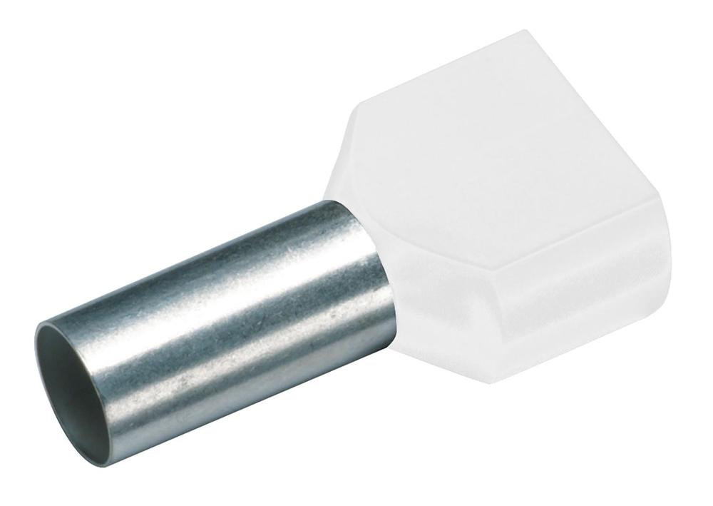 Izolovaná dvojitá dutinka Cu 2 x 0,75/8 mm, bílá