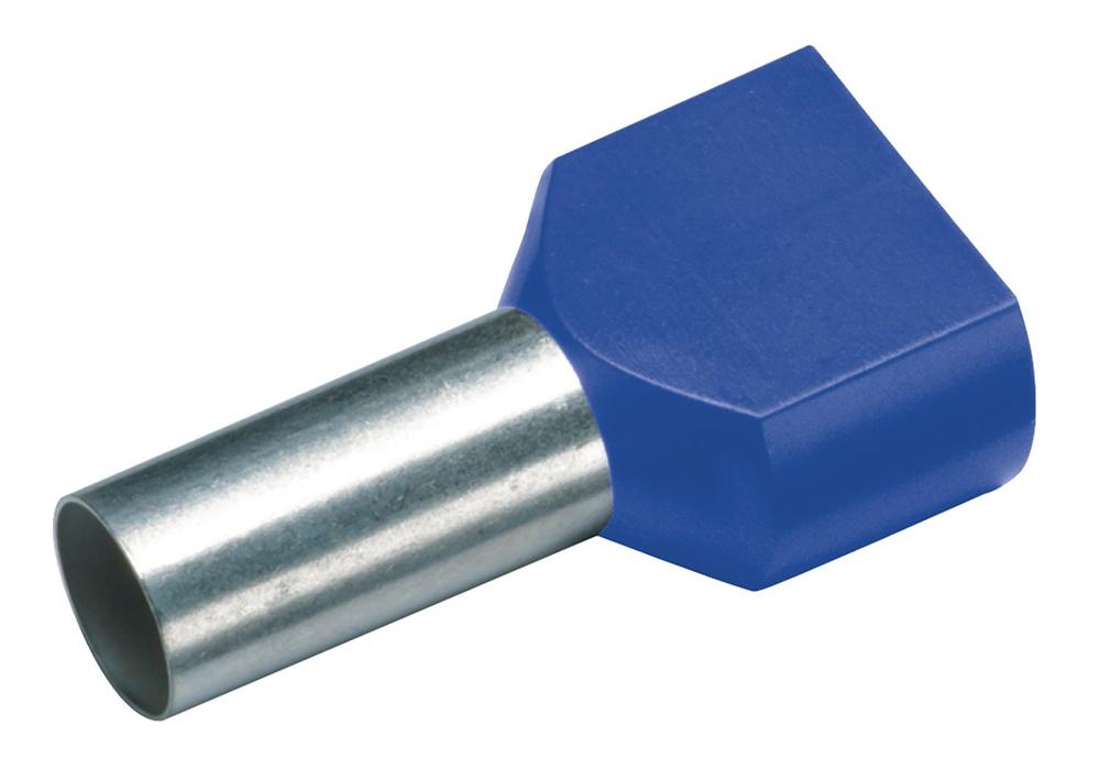 Izolovaná dvojitá dutinka Cu 2 x 2,5/10 mm, modrá
