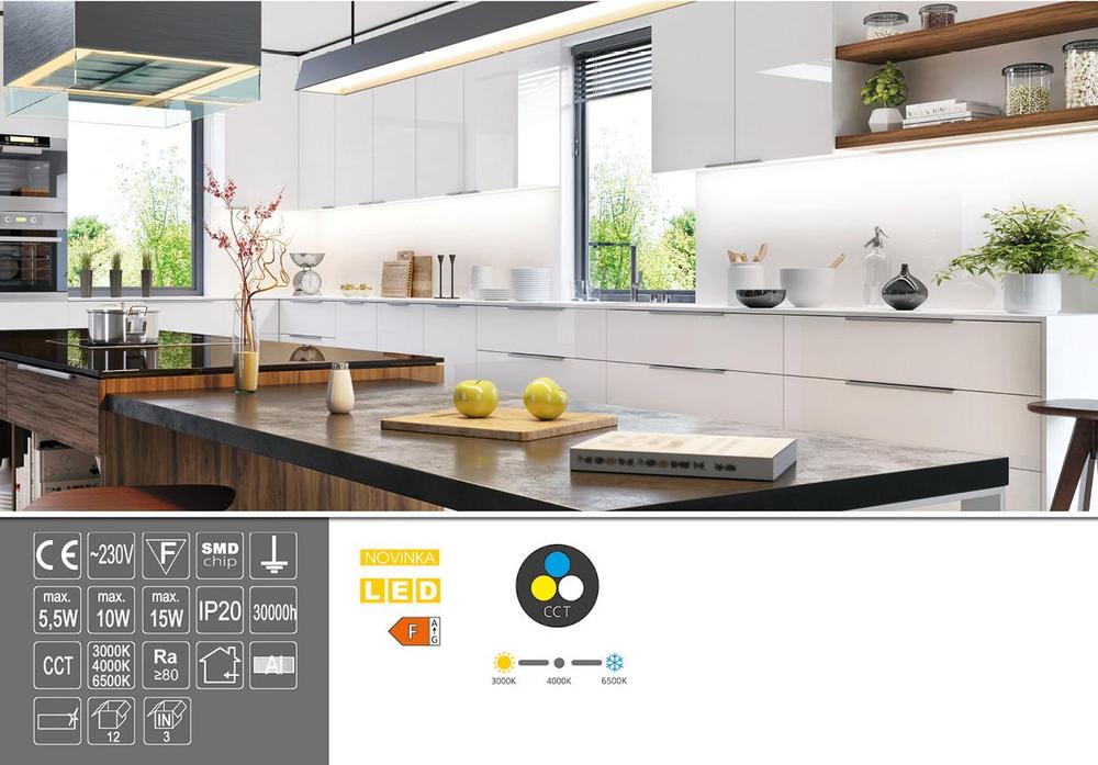 TL2016-CCT/5,5W Kuchyňské SMD sv. 5,5W,CCT,480lm,36cm,stříbrná