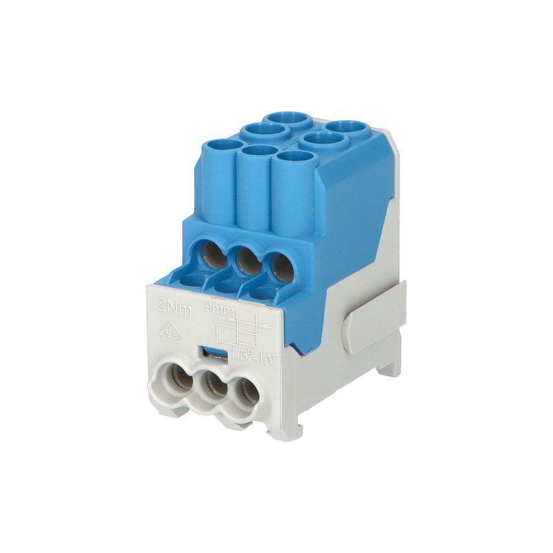 1003203 Blok pro rozdělení fází UVB 100 N, 1pól., 101A, AL/CU, 1000V, modrý, na DIN