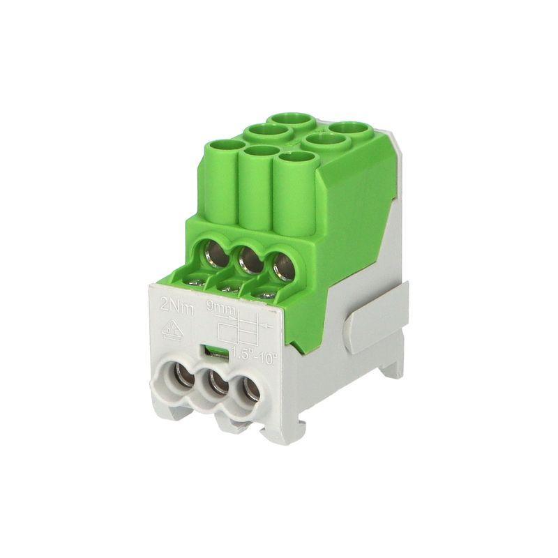 1003204 Blok pro rozdělení fází UVB 100 PE, 1pól., 101A, AL/CU, 1000V, zelený, na DIN