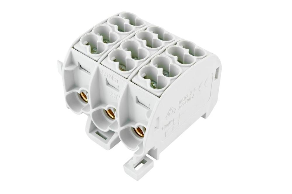 Svorkovnice rozbočovací HLAK 25//3 C L, 152A, 3pól., CU, IP20, šedá, na DIN