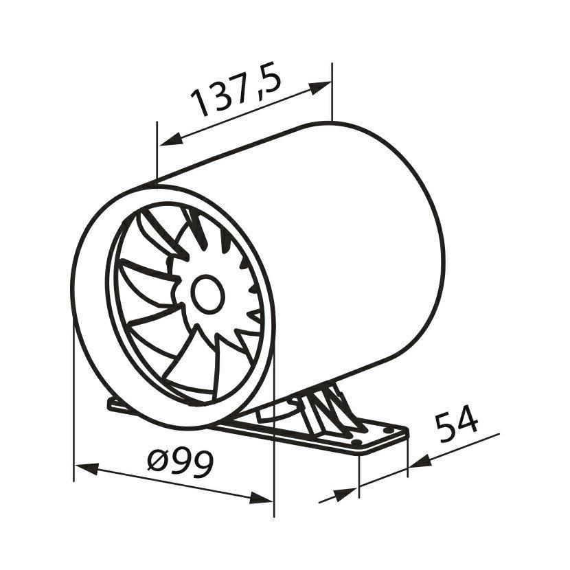 Ventilátor VENTS 100 QUIETLINE-k do potrubí, tichý, úsporný