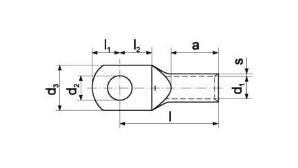 Trubkové kabelové oko, CU pocínované, průřez vodiče 240mm2, M16