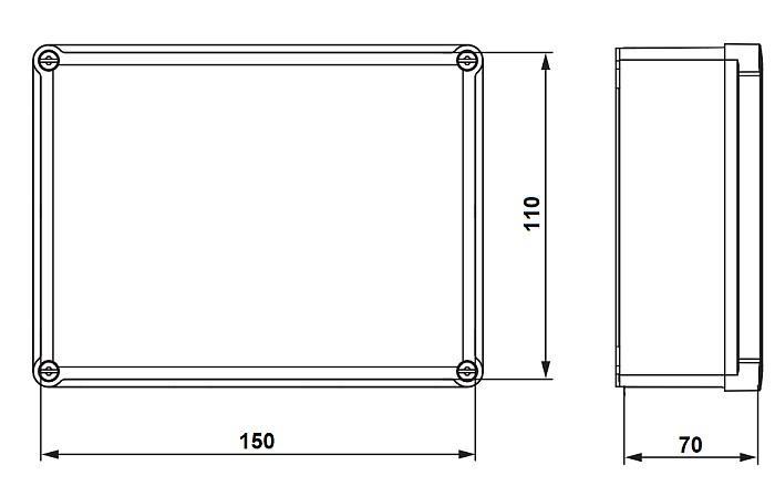 Krabice 150x110x70mm, bez průchodek, IP66, transparentní víko