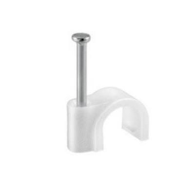 Natloukací kabelová příchytka, bílá, pro kulaté kabely, 5mm