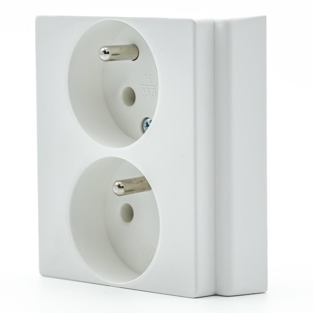 Dvojzásuvka pro lištovou krabici pootočená - bílá