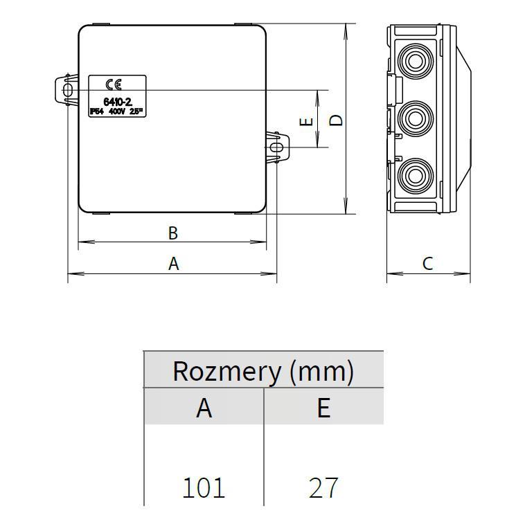 6410-20 Krabicová rozvodka s víčkem, 90x90x40mm (10006543.00)
