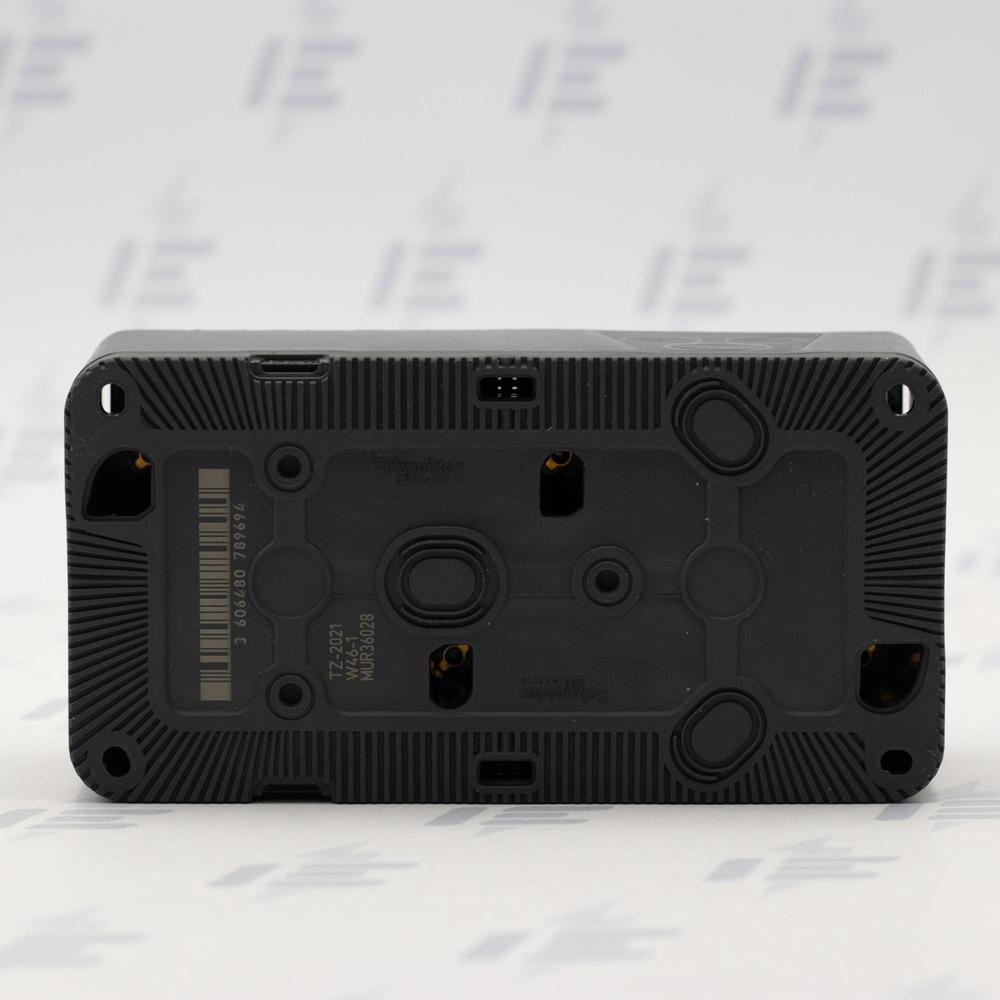 MUR36028 Mureva Styl - Kompletní zásuvka dvojitá 16A 2P+E, clonky, bezšroubová, IP55, povrchová, Antracit