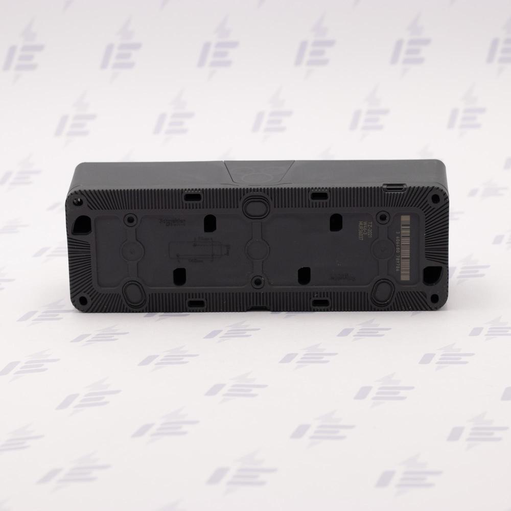 MUR36037 Mureva Styl - Kompletní zásuvka trojitá 16A 2P+E, clonky, bezšroubová, IP55, povrchová, Antracit