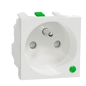 NU305918EP Unica - Zásuvka s přepěťovou ochranou 250V/16A 2P+E, clonky, bezšroubová, Bílá