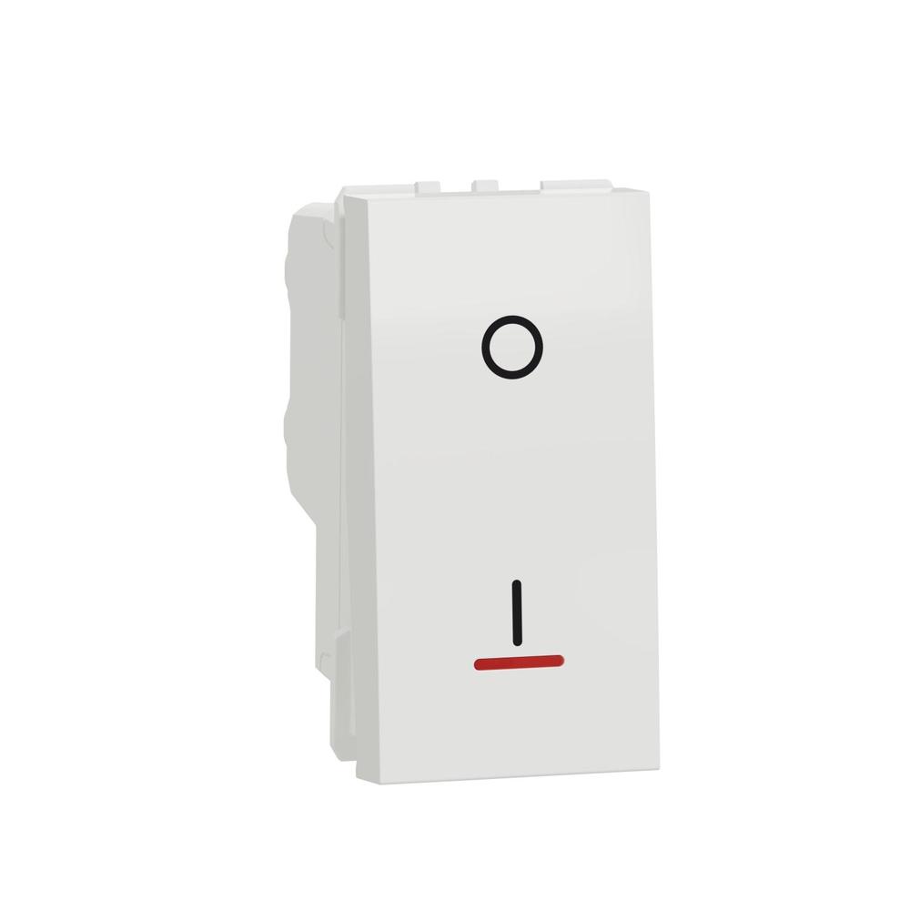 NU316218S Unica - Spínač dvojpólový se signalizační kontrolkou řazení 2Ss, 16A, 1M, Bílý