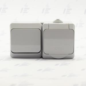 WDE000600 Cedar Plus IP44 - Zásuvka SCHUKO 230V 16A a spínač jednopólový řazení 1, šedá