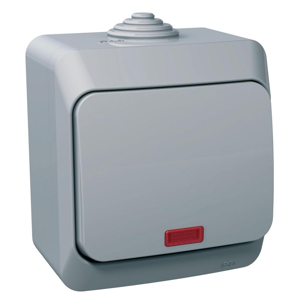 WDE000671 Cedar Plus IP44 - Přepínač křížový s orientační kontrolkou řazení 7So, šedý