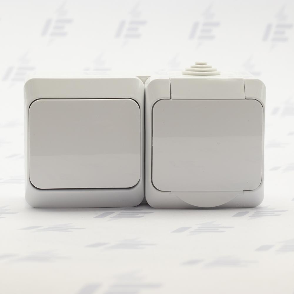 WDE000580 Cedar Plus IP44 - Zásuvka 230V 16A a spínač jednopólový řazení 1, bílá