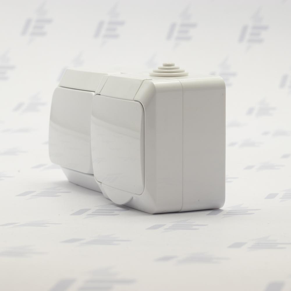 WDE000580 Cedar Plus IP44 - Zásuvka 230V 16A a spínač jednopólový řazení 1, bílá