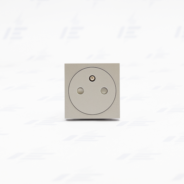 NU305230E Unica - Zásuvka skrytá 250V/16A 2P+E, clonky, bezšroubová, Aluminium