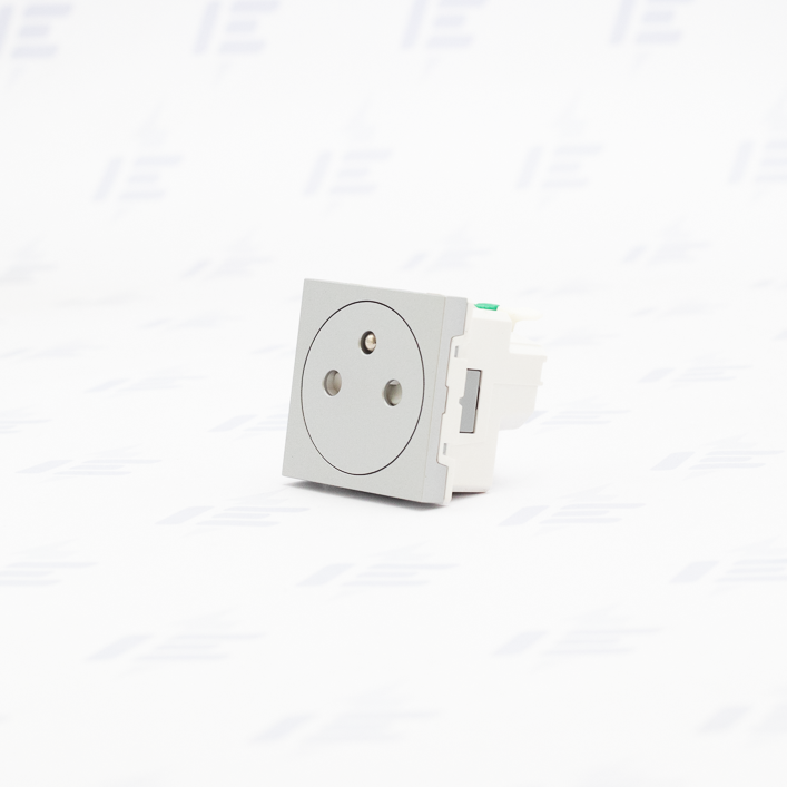 NU305230E Unica - Zásuvka skrytá 250V/16A 2P+E, clonky, bezšroubová, Aluminium