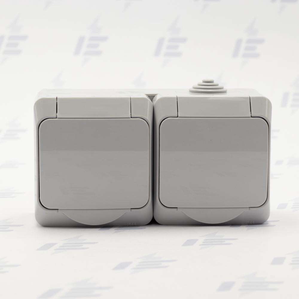 WDE000623 Cedar Plus IP44 - Zásuvka dvojnásobná SCHUKO 230V 16A 2P+SE, šedá