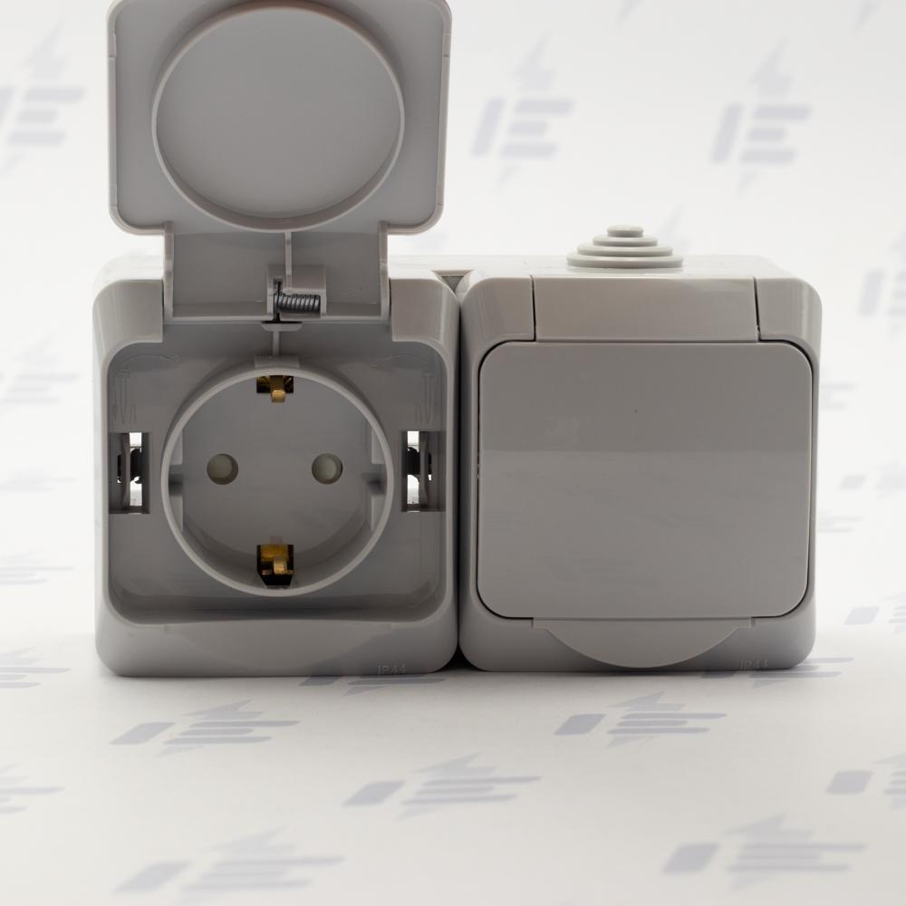 WDE000623 Cedar Plus IP44 - Zásuvka dvojnásobná SCHUKO 230V 16A 2P+SE, šedá