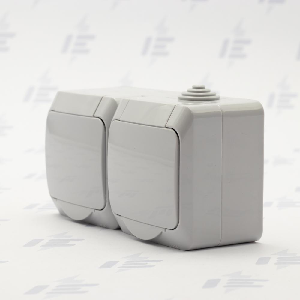 WDE000623 Cedar Plus IP44 - Zásuvka dvojnásobná SCHUKO 230V 16A 2P+SE, šedá