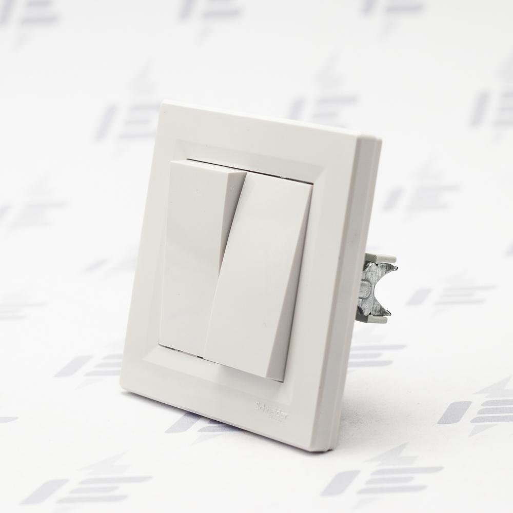 EPH0600121 Asfora - Přepínač dvojitý střídavý řazení 6+6, bezšroubový, bílá