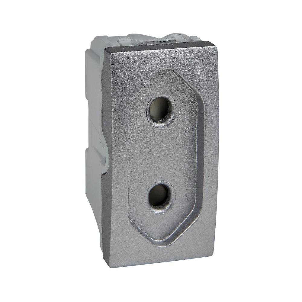 Unica - Zásuvka 230V/10A pro ploché vidlice 1 modul, Aluminium
